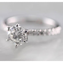 Genuine Round Diamond Womens Engagement Ring 1.50 Carats White Gold 14K