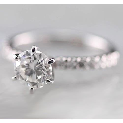 Genuine Round Diamond Womens Engagement Ring 1.50 Carats White Gold 14K
