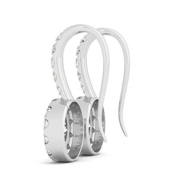 Genuine Round Natural Earth Mined Diamonds 2.50 Carats Halo Dangle Earrings White Gold 14K