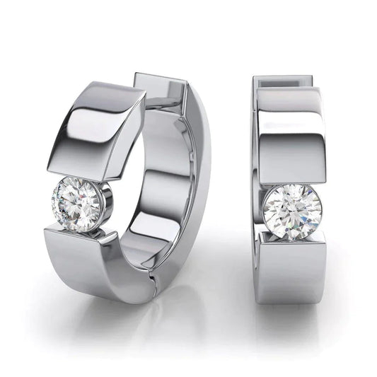 Genuine Stylish Floating Diamond Hoop Earrings