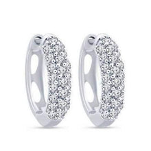 Genuine White Gold 14K Women Hoop Earrings 2.90 Carats Round Cut