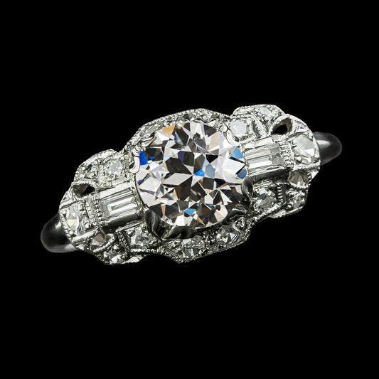 natural round diamond 3.50ct ring front view