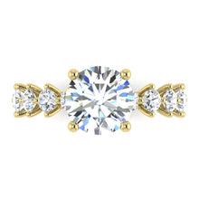 Genuine Round Diamond Ring With Accents Yellow Gold