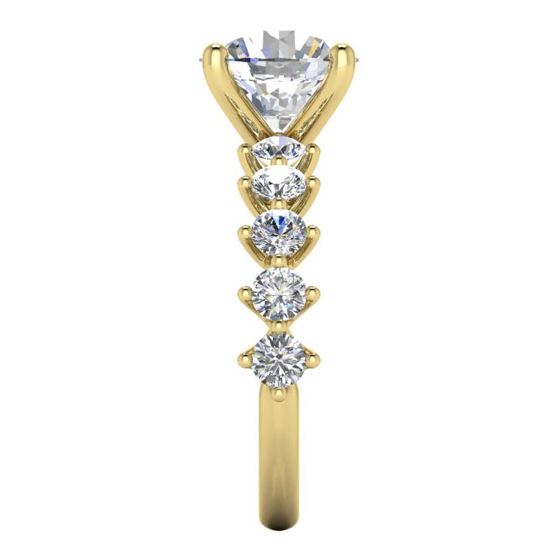 Genuine Round Diamond Ring With Accents Yellow Gold