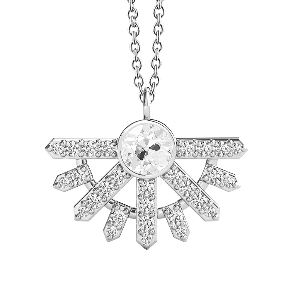 Gold 14K Natural Diamond Pendant Round Old Miner Bezel Set 4 Carats