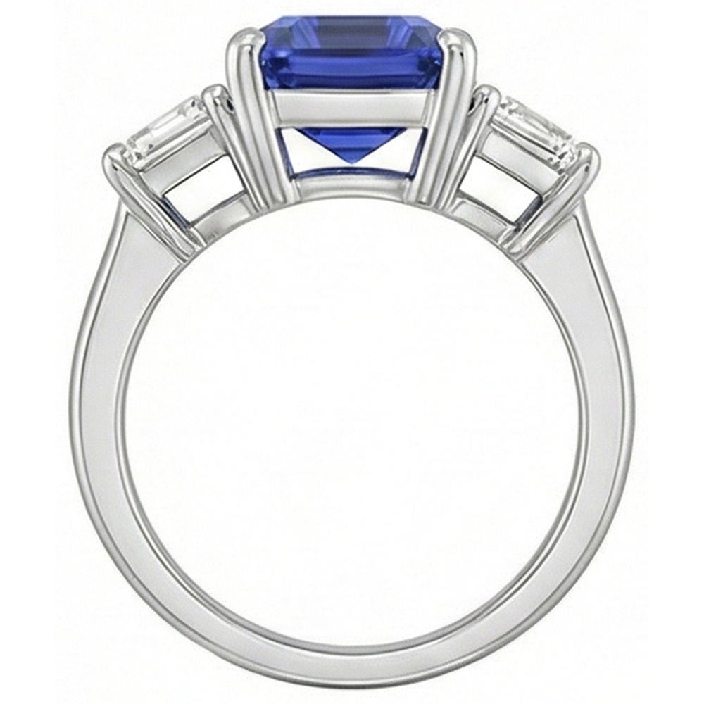 natural emerald sapphire 4ct ring on white background