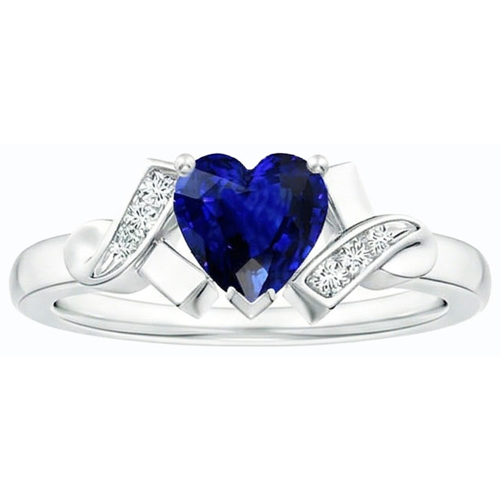 natural round sapphire 2ct ring on white background