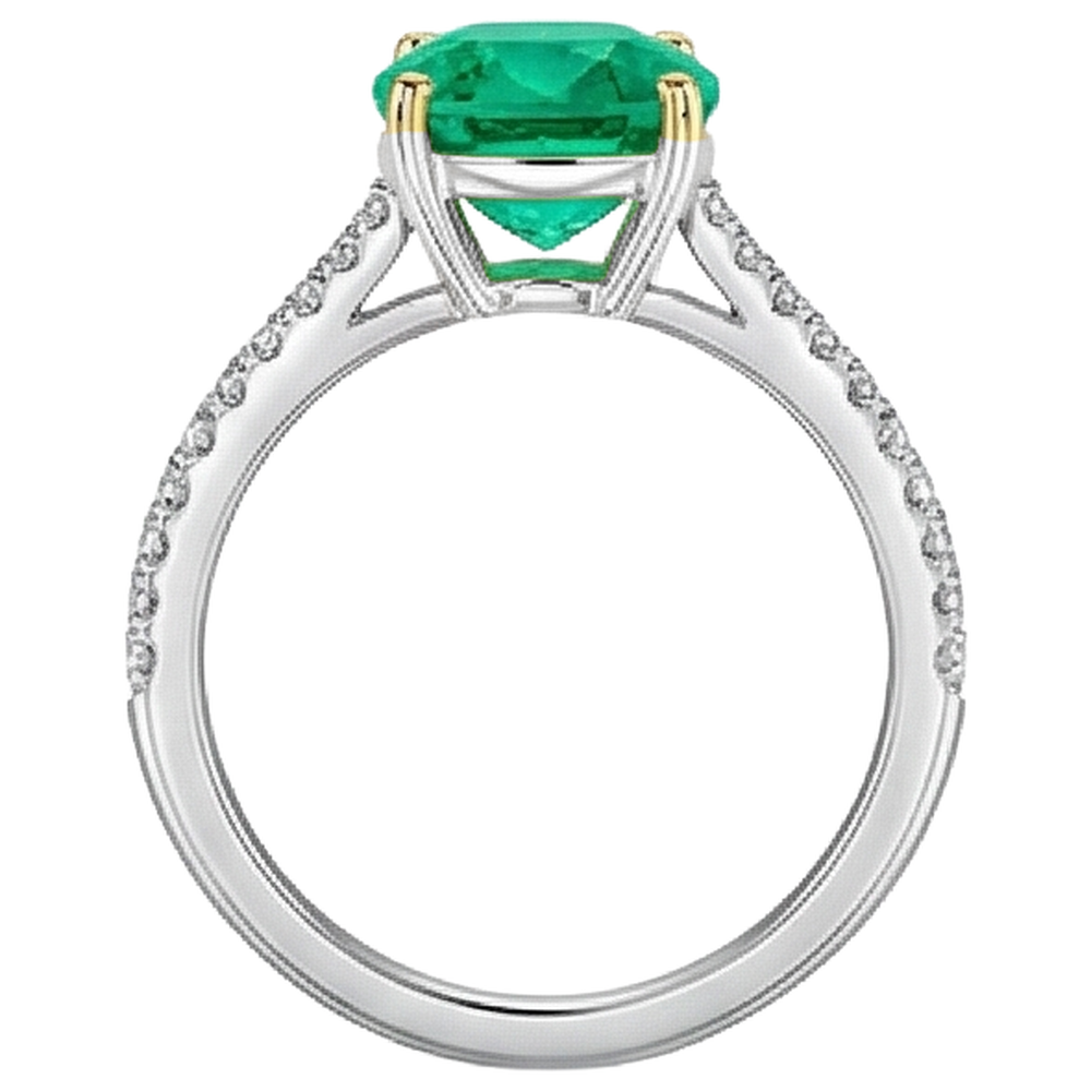 Natural Colombian Emerald Gemstone Ring – back view