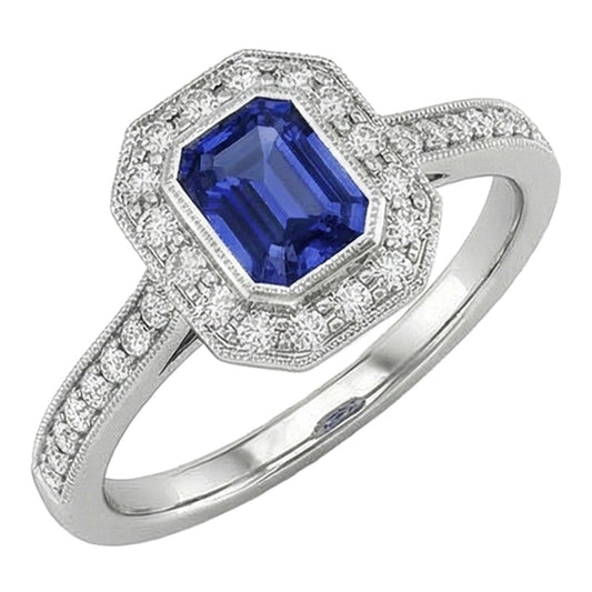 natural emerald sapphire 3.50ct ring front view