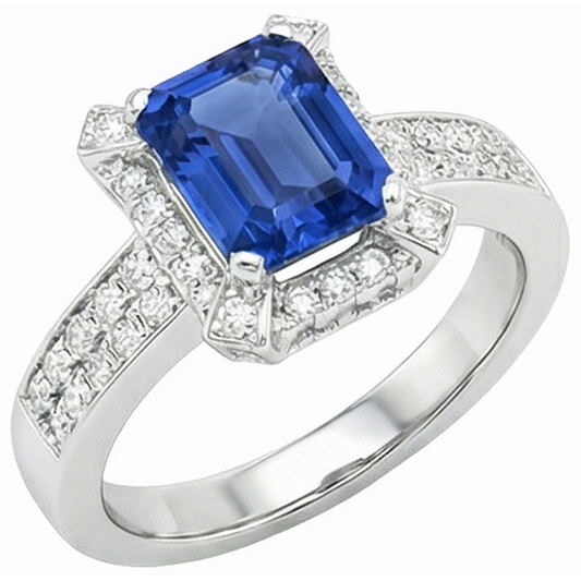 natural emerald sapphire 3.50ct ring side angle
