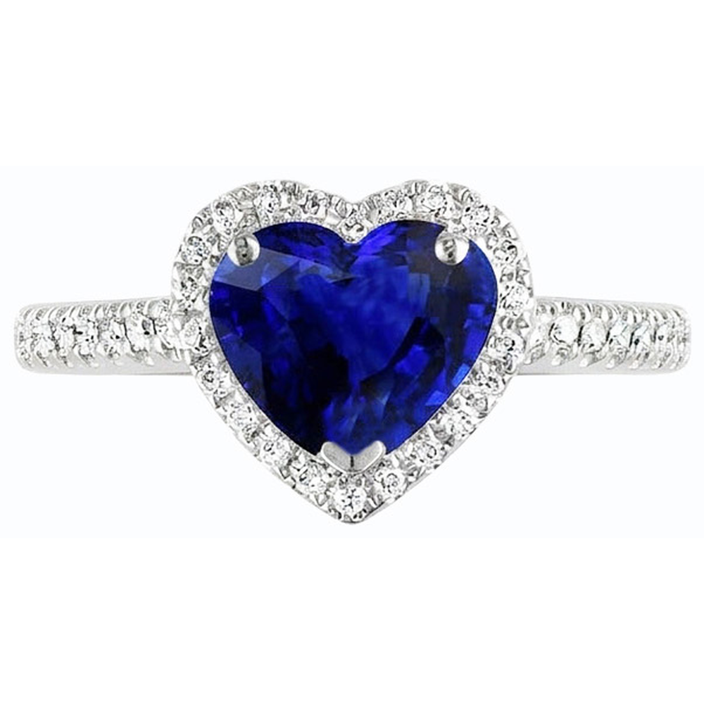 natural round sapphire 3.50ct ring profile view