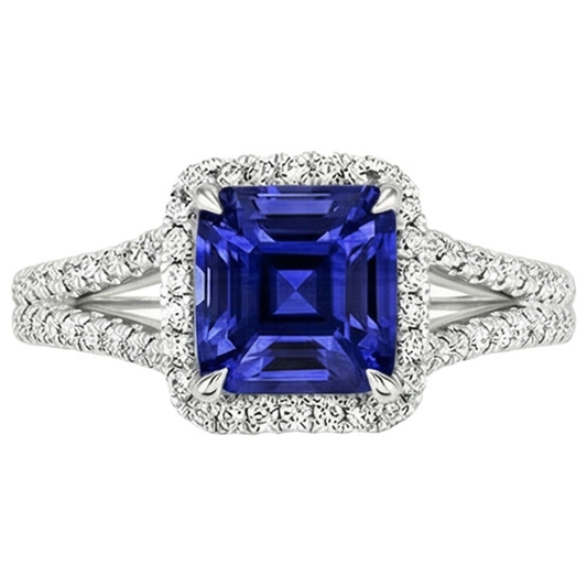 natural round sapphire 3.25ct ring close up detail