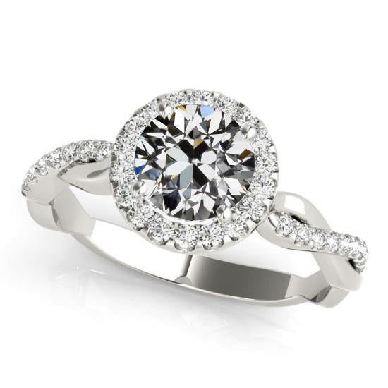 Gold Halo Ring Old Cut Genuine Diamond Pave Set Infinity Style 4.50 Carats
