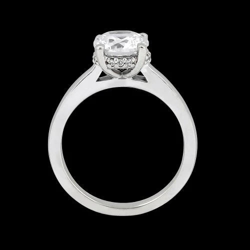 Gold Hidden Halo Genuine Diamond Engagement Ring