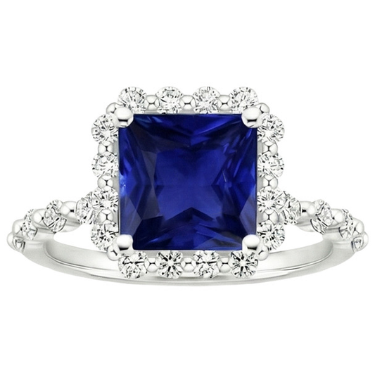 natural round sapphire 6.25ct ring top view