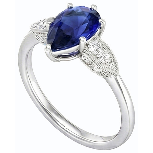 natural round sapphire 3.50ct ring side angle