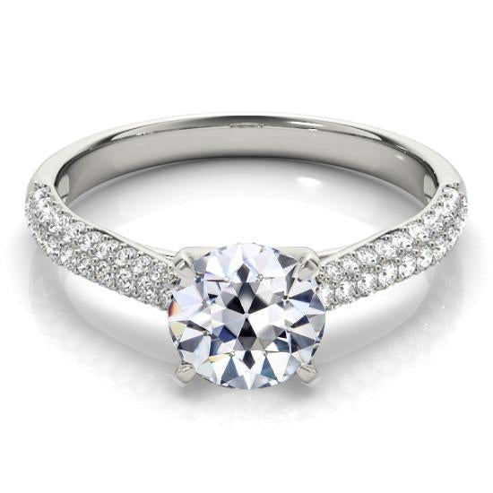 Gold Old Mine Cut Real Diamond Ring Double Row Pave Set Jewelry 4.50 Carats