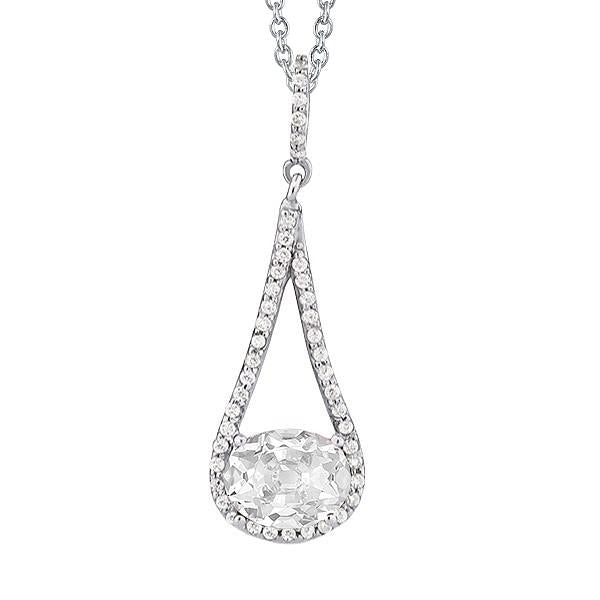 Gold Real Natural Earth Mined Diamond Pendant Necklace Oval Old Miner V Shape 3 Carats Jewellery