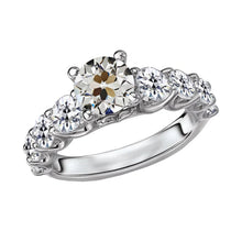 Gold Round Old Cut Real Diamond Ring Shared Prong 8 Carats