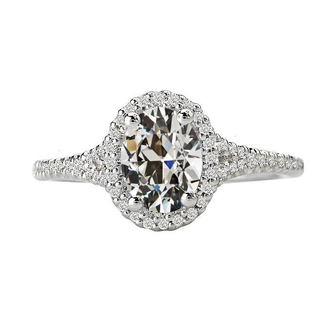 Gold Round & Oval Old Miner Real Diamond Halo Ring 6.50 Carats Jewelry