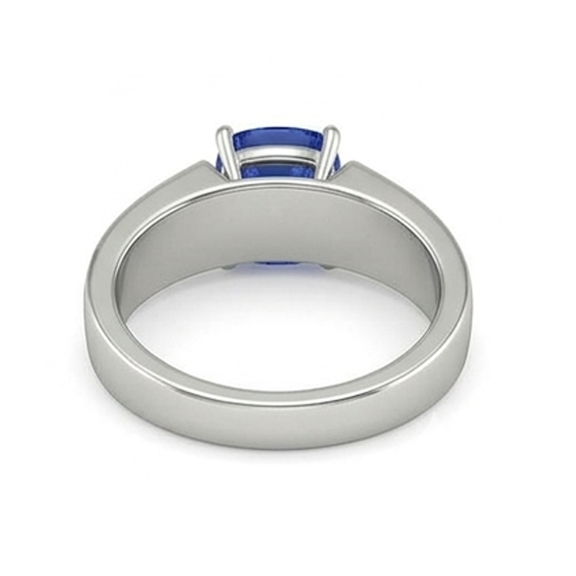 Gold Solitaire Cushion Ceylon Sapphire Gents Ring 1.50 Ct Jewellery