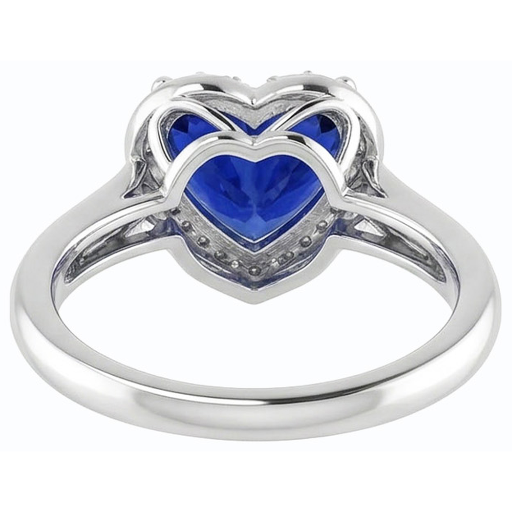 Gold Solitaire Ring Heart Srilanka Sapphire 2.50 Carats Ladies Jewellery
