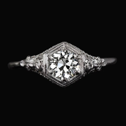 natural round diamond 2ct ring front view
