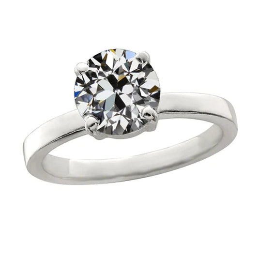 natural round diamond 2ct ring front view