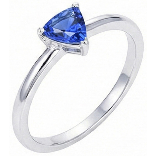 Gold Solitaire Trillion Sri Lankan Sapphire Ring 0.50 Carats Jewellery