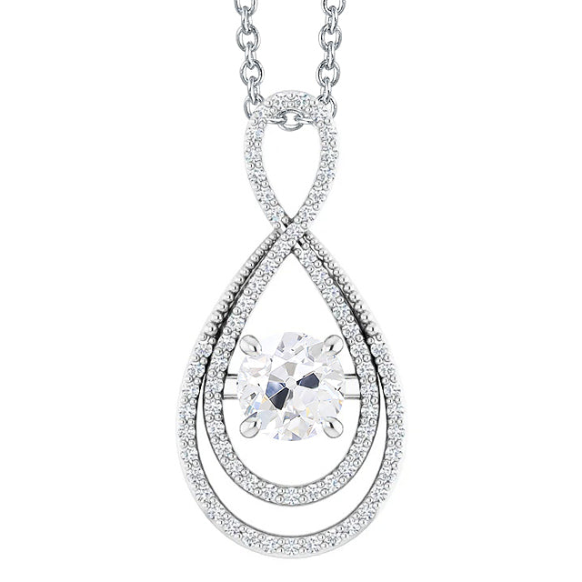 Brilliant Diamond Antique Cushion Pendant Necklace in 14 Karat White Gold – main view