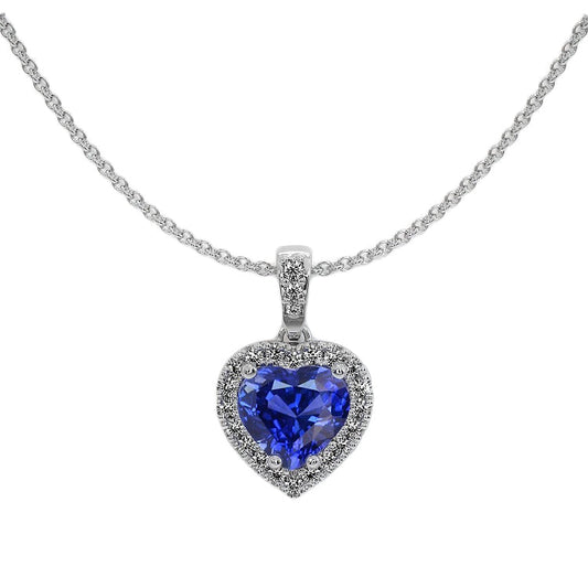 Natural Royal Blue Sapphire Precious Stone Pendant 1.50 ct 14K White Gold – main view