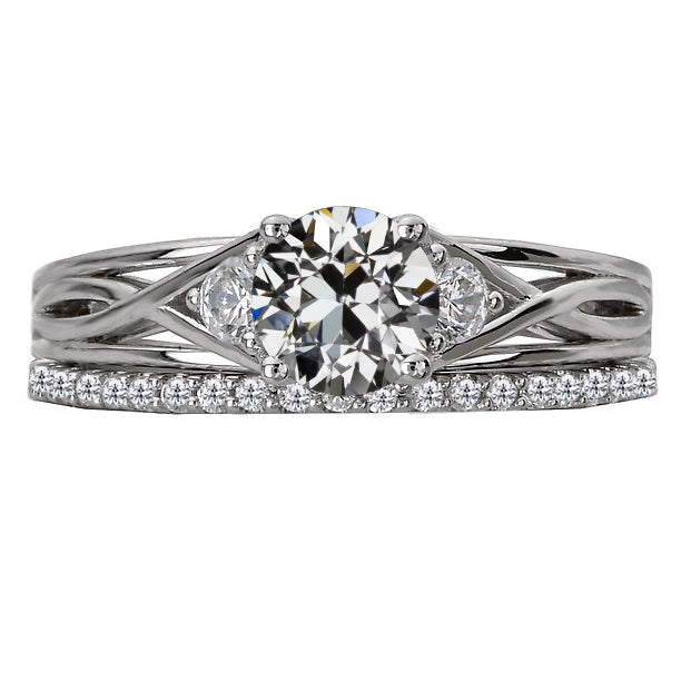 Fine Diamond Antique Cushion Anniversary Ring in 14K White Gold – main view