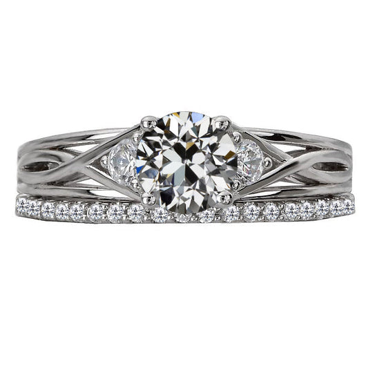 Fine Diamond Antique Cushion Anniversary Ring in 14K White Gold – main view