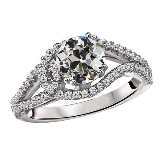 Antique Cushion Diamond ring in 14K White Gold – main view