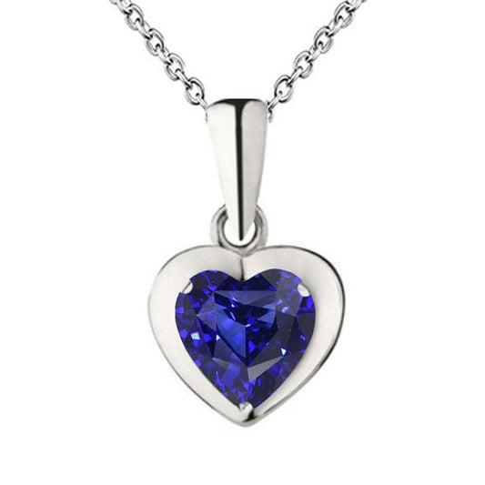 Genuine Blue Sapphire Precious Stone Pendant 2 ct 14K White Gold – main view