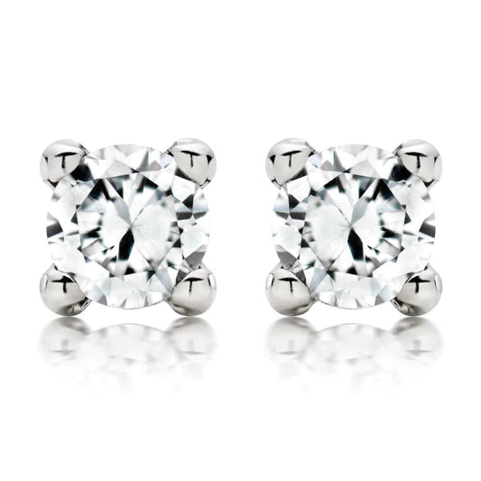 Gorgeous 4 Carats Round Cut Real Diamonds Studs Earring White Gold 14K