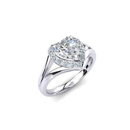 Gorgeous Heart And Round Cut 2 Ct Genuine Diamond Halo Ring White Gold 14K