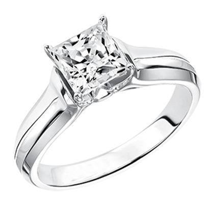 natural princess diamond 2.25ct ring front view