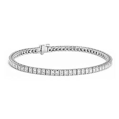 Gorgeous Princess Natural Diamond Tennis Bracelet White Gold 7 Carats