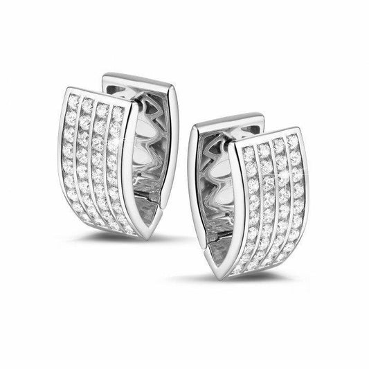 Gorgeous Round Brilliant Cut 4.30 Ct Genuine Diamonds Hoop Earrings White Gold