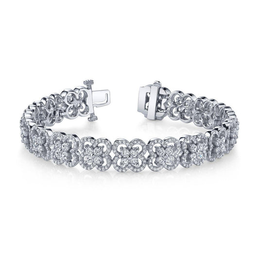 Gorgeous Round Cut 12.20 Ct Natural Earth Mined Diamonds Blossoming Beauty Bracelet White