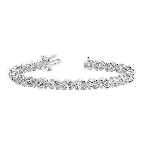 Gorgeous Round Genuine Diamond Tennis Lady Bracelet Gold White 5 Carats