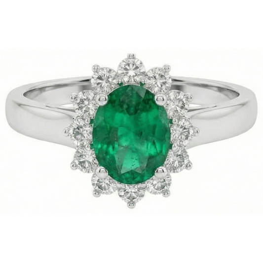 Green Emerald And Natural Earth Mined Diamond Wedding Ring 3.50 Carats Gold Jewellery