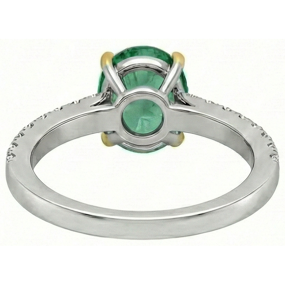 Colored Stone Ring 14K Two Tone Gold with Colombian Emerald – back view