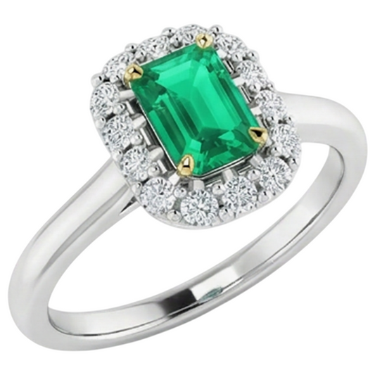 Sparkling Emerald Colored Stone Ring 2 ct – front view
