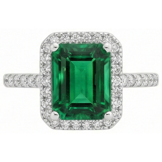 Green Emerald Gemstone Engagement Ring