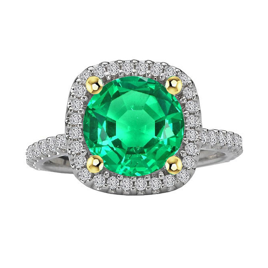 Colombian Emerald Gemstone Ring 4-ct Two-Tone 14K Gold – main view