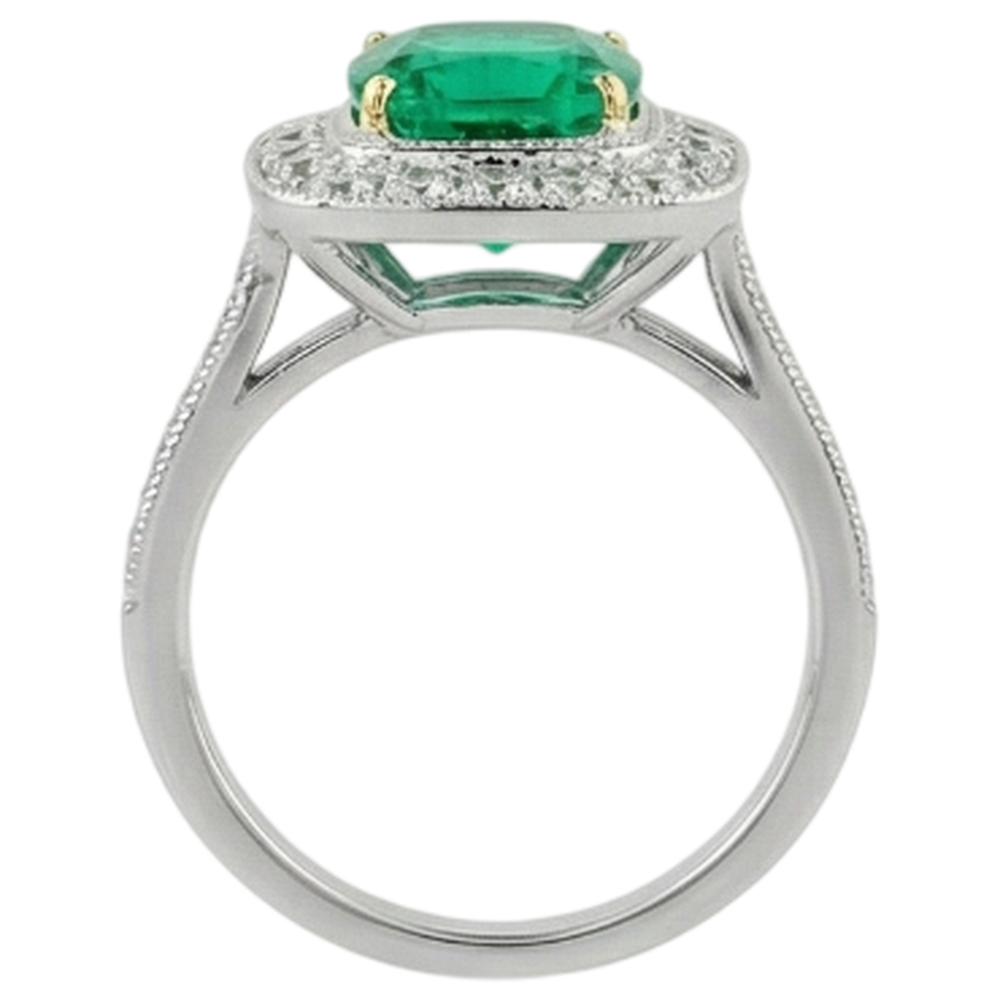 Colored Stone Ring 14K Two Tone Gold with Colombian Emerald – detail view
