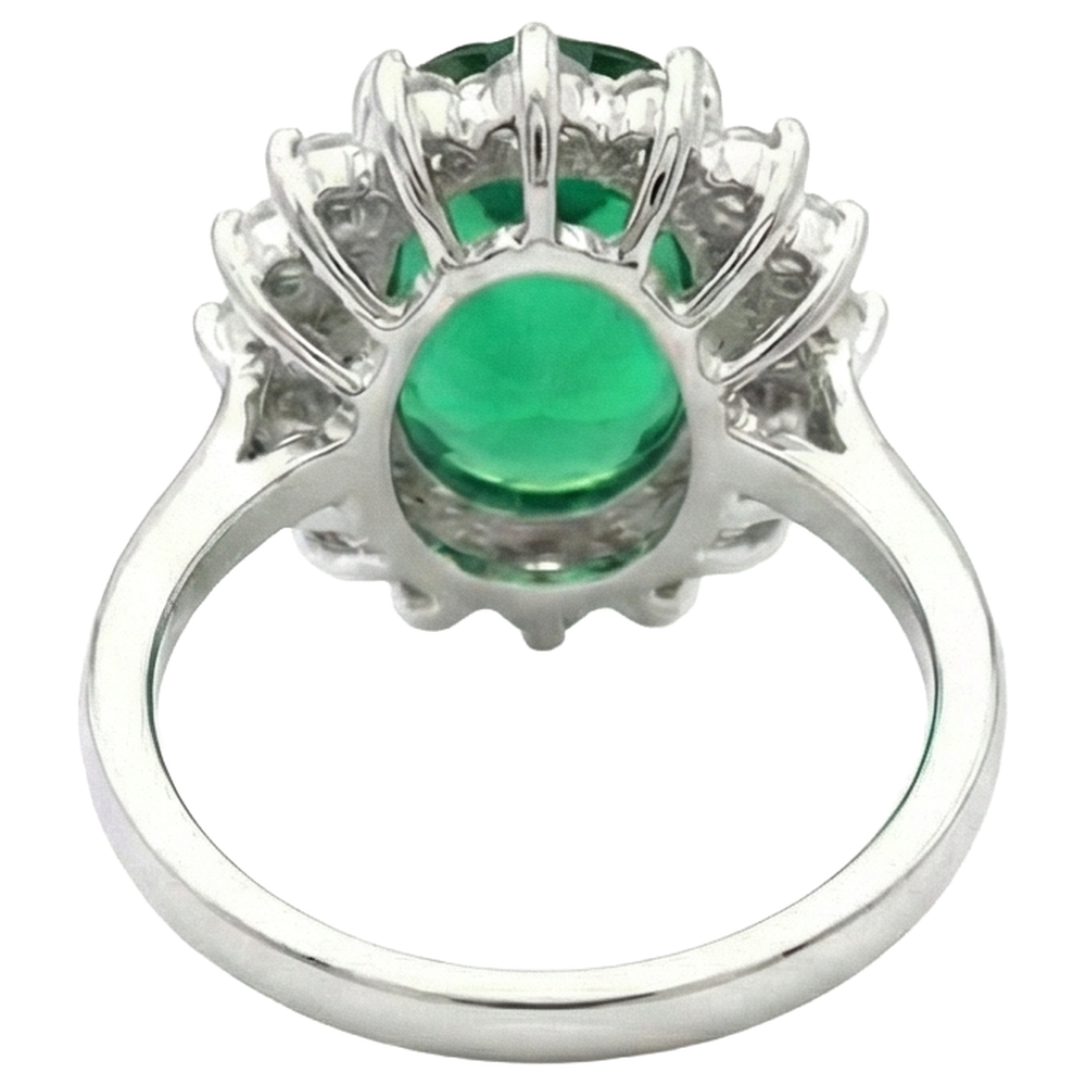 Green Emerald Halo Engagement Ring