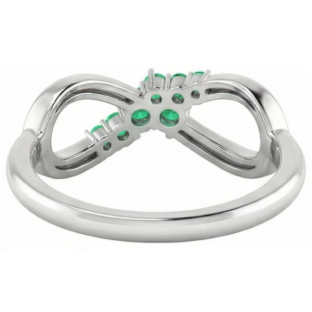 Green Emerald Ring Infinity Style 1 Carat White Gold 14K Jewellery